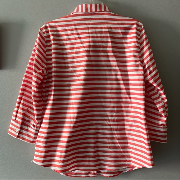Red Stripe 3/4 Sleeve Button Down Shirt M - Picture 2 of 4